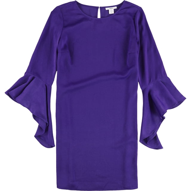 bar III Vestido de campana con volantes para mujer, morado, pequeño