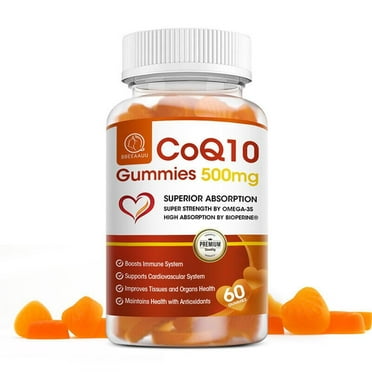 CoQ10 Gummies 500mg, High Absorption Coenzyme Q10 Vitamins Supplements, Supports Heart Health & Antioxidant, 60 Count