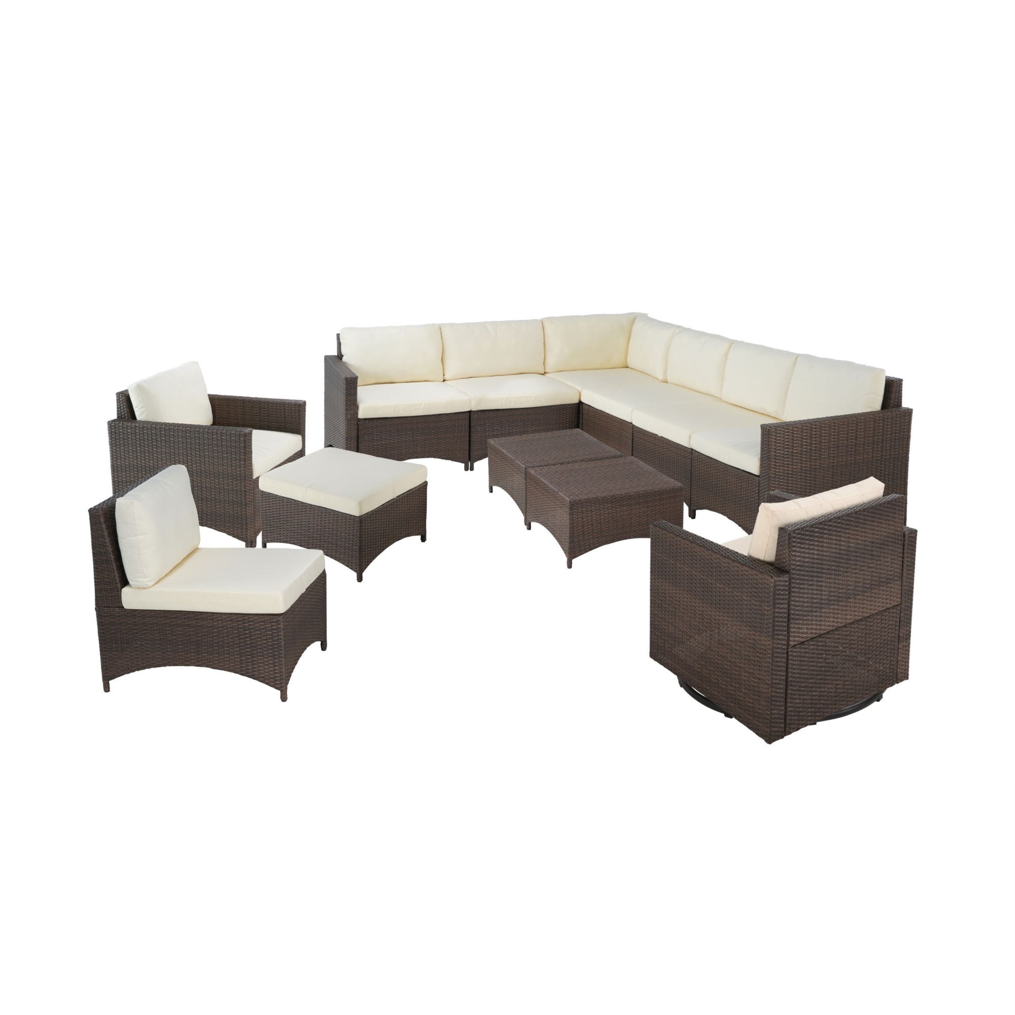 Studio Shine Collection 1 Sectional Sofa, 1 Ottoman, 1 Armchair and 1 Armless Chair, 1 Swivel