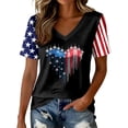 thumbnail image 2 of haizhen 250 Anniversary USA Shirt Women Dressy Casual Air Force Five-Pointed Star Heart Graphic Tees V Neck Patriotic Shirts for Women 4th of July Shirts July 4th Summer Tops Black, XXL, 2 of 5