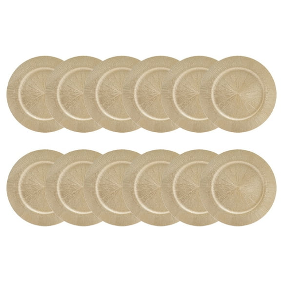 12pcs,12.9inch Golden Chargers Plates,Reusable Plate For Party, Dinner Table Setting, Backyard Weddling. Golden 13 inches