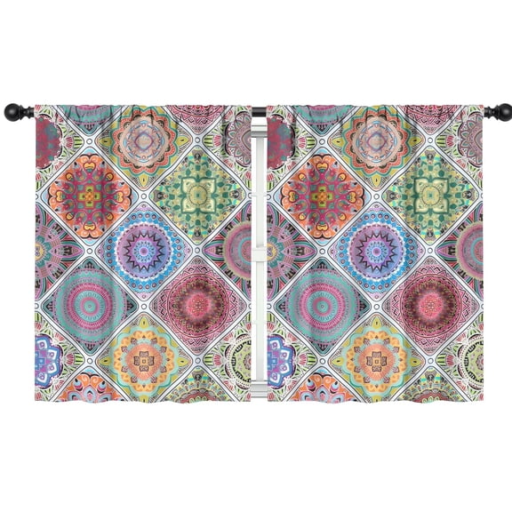 Blackout Kids Curtains,Boho Bohemia Flower Childrens Insulated Curtains Set Of 2,Bedroom Essentials,Toddler Room Decor 42"x54"(106x137cm)