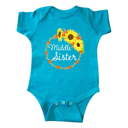 

Inktastic Middle Sister Sunflower Wreath Gift Baby Boy or Baby Girl Bodysuit