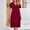 *Wine, variant on ClodeEU Women's V Neck Short Sleeve Dress ,Ruffle Sleeve Tie Waist Casual Midi Dress Khaki,Womens Plus XL
