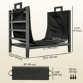 thumbnail image 3 of Outsunny 19" Firewood Rack Outdoor with Carrier, Metal Wood Storage Holder, 3 of 10