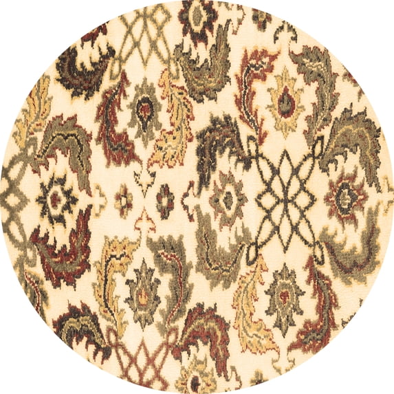 Ahgly Company Indoor Round Abstract Brown Contemporary Area Rugs, 6' Round