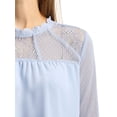 thumbnail image 7 of MODA NOVA Junior's Lace Floral Panel Long Sleeves Blouse Light Blue M, 7 of 7