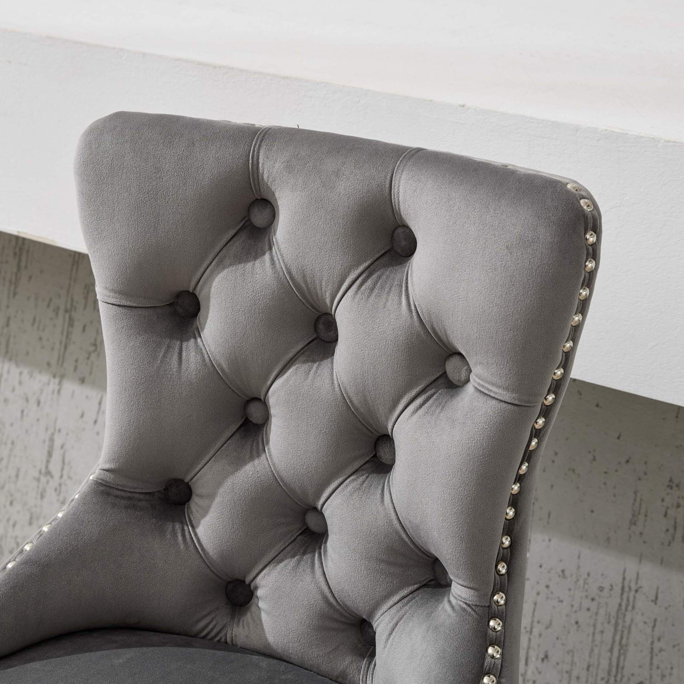 Noble House Set of 2 Swivel Barstools, Adjustable 27-35" Height, Tufted Velvet Upholstery, Gray