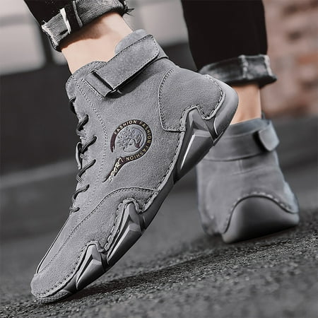 

Foraging dimple High Socks Shoes Round Head Breathable Everyday Men s Shoes Men Casual Shoes Gray
