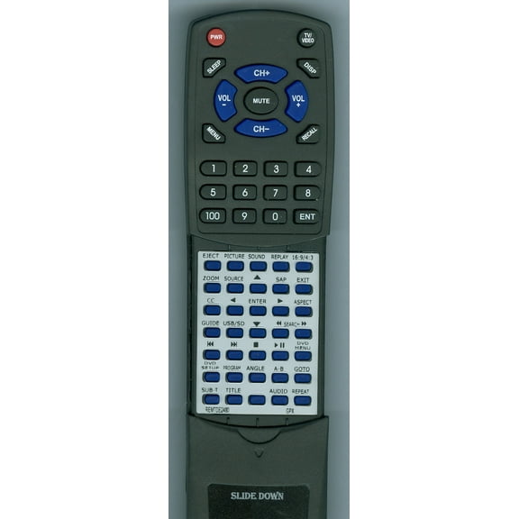 Replacement Remote for GPX REM-TDE2480, REMTDE2480, RTREMTDE2480, TDE2480, TDE2480B, TDE2480RS