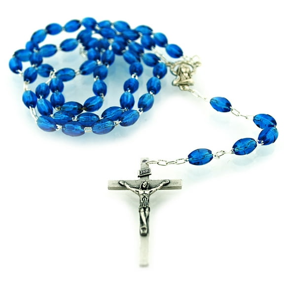 Simple Catholic Rosary with Colorful Beads (Dark Blue)