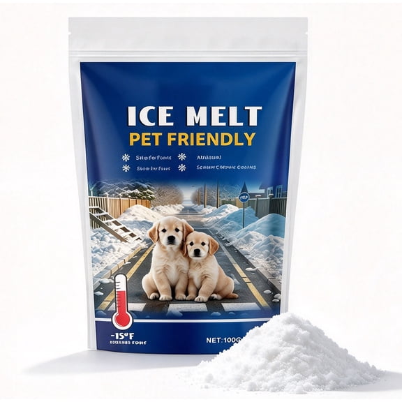 Clearance! Gezoiane Ice Melt Safe for Concrete, Premium Enviro Blend Pet Safe Ice Melt, W/Sodium Chloride, White Granules, for Driveways & Sidewalks, Works to -15°F (1PC)