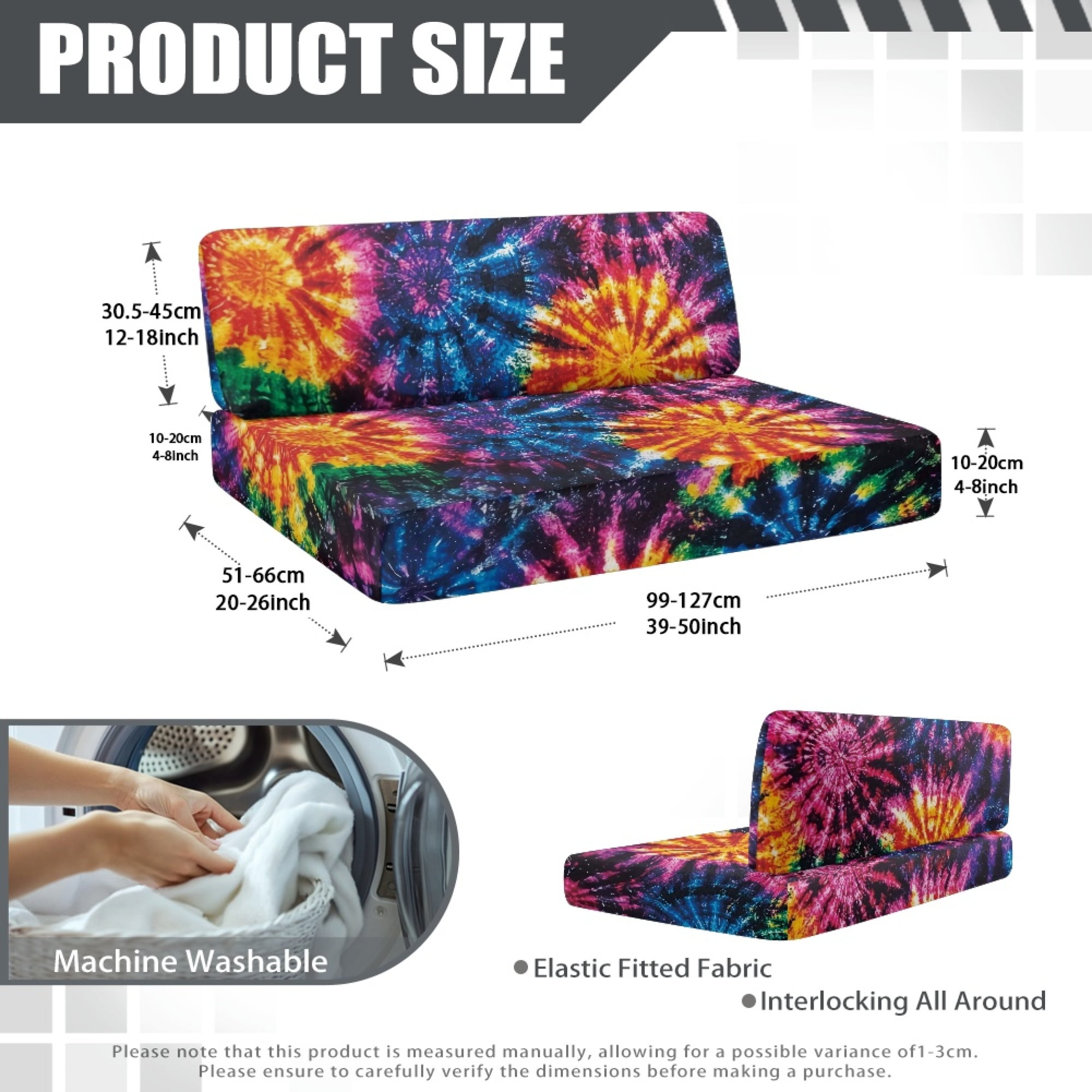 Yuyamidu Whilpool Tie Dye RV Dinette Cushion Covers Washable Camper Cushion Slipcover 1 Bench Cover 1 Backrest Cover Stretch Seat Sofa Chair Cover RV Accessory