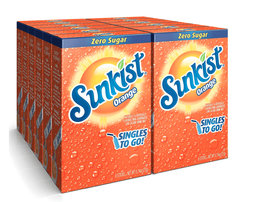 Sunkist Soda Orange Singles To Go Drink Mix, 0.74 OZ