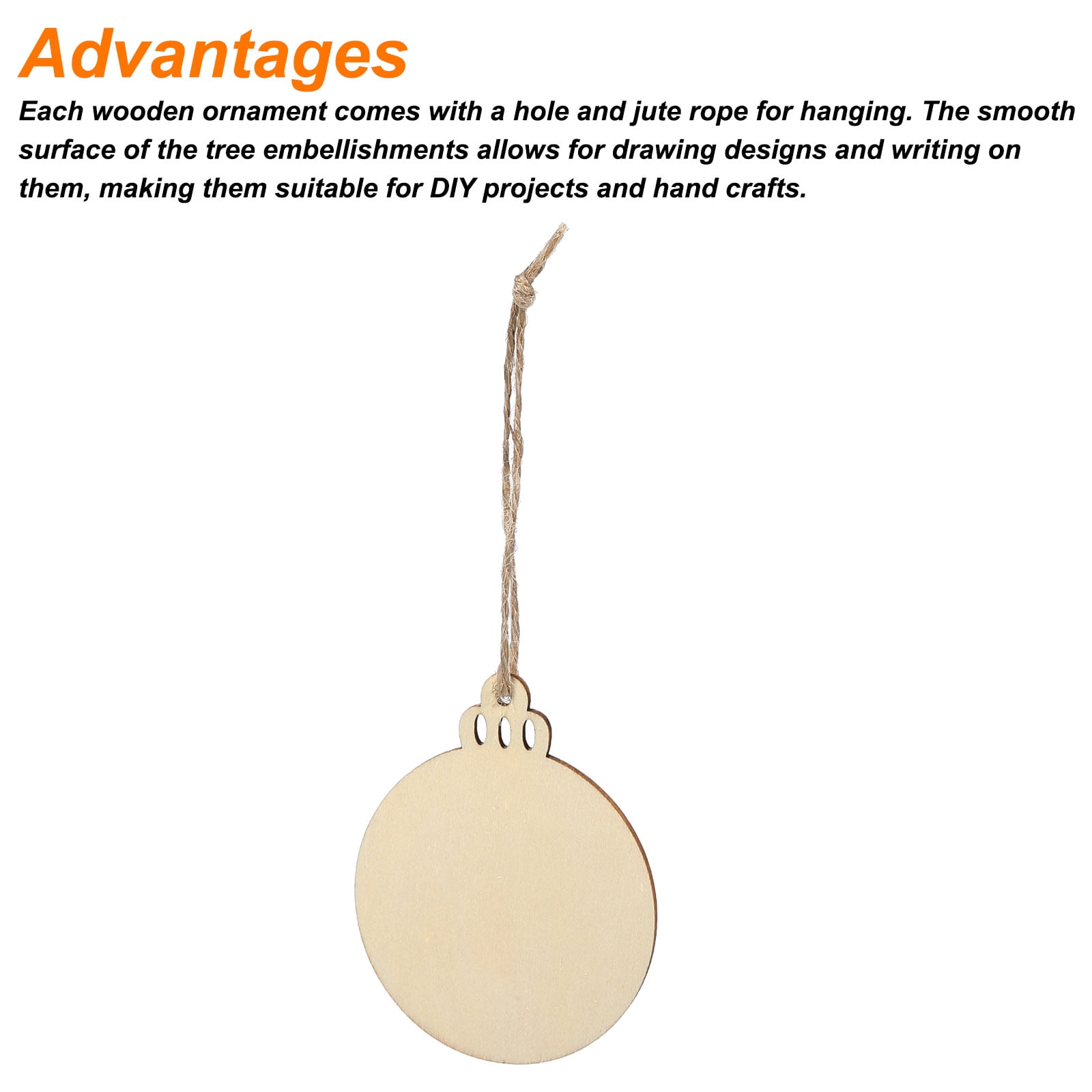 100 Pcs Wooden Christmas Ornaments Paintable Wooden Round Crafts for DIY Christmas Craft Party