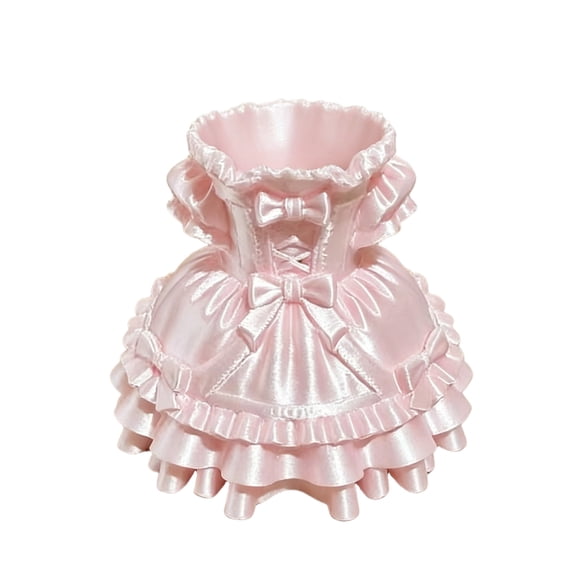 Feledorashia Princess Dress Pen Holder, Desktop Storage Box, Cute Princess Skirt Design Organizer for Makeup Brushes and Stationery, Compact Plastic Desk Accessory for Room Decoration