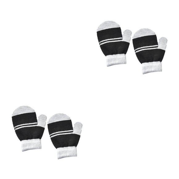 Sonducket 1 par de manoplas para niños pequeños, calentadores de manos flexibles para niños y niñas, cubierta para calentar las manos, Gris negro 2piezas