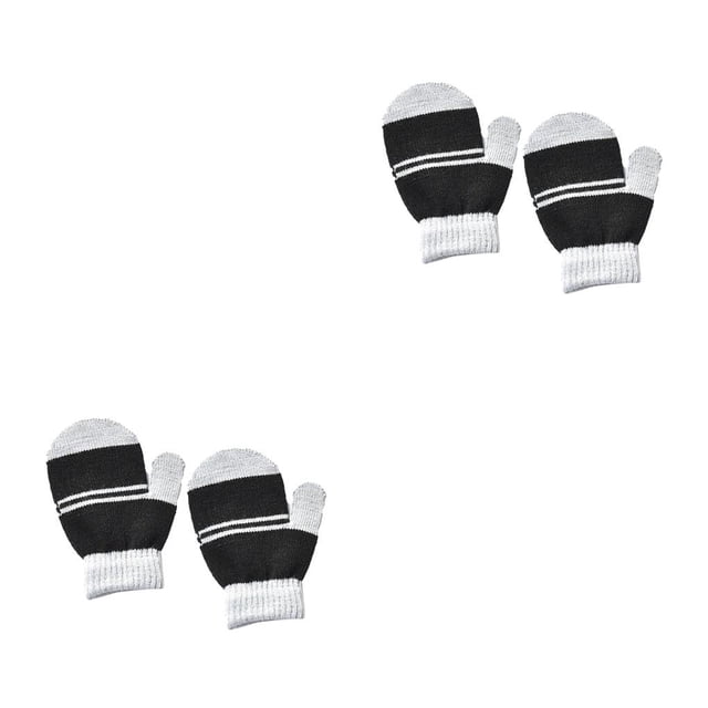 Sonducket 1 par de manoplas para niños pequeños, calentadores de manos flexibles para niños y niñas, cubierta para calentar las manos, Gris negro 2piezas
