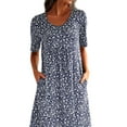 thumbnail image 3 of FASHIONWT Women Vintage Easter Printed Short Sleeve Crewneck Midi Pockets Dress, 3 of 4