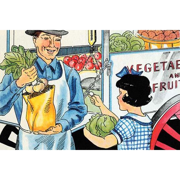 Buying Vegetables-Fine Art Canvas Print (20" x 30")