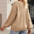 thumbnail image 5 of Fesfesfes Women's V-Neck Bow Decorated Knit Sweater with RibbedLong Sleeve Soft Warm Cozy Casual Pullover Top for Fall Winter Daily Wear, 5 of 5
