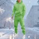 thumbnail image 1 of Ceisia Men's Solid Color Hooded Tracksuit Set with Cargo Pockets for Casual & Sports Wear Green L Gifts, 1 of 5