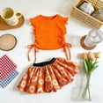 thumbnail image 2 of HWJAD Toddler Girl 2 Piece Outfit Little Girls Ruffle Sleeveless Drawstring Top and Floral Skirt Set Summer Kids Clothes, 2 of 7