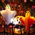 thumbnail image 4 of Gustave Halloween Light up Hanging Ghost 2Pcs 20" Battery Powered Cute Flying Ghost Decoration Lights for Indoor Outdoor Outside Front Yard Garden Party Decor - Orange/White, 4 of 8
