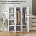 thumbnail image 3 of Garde-robe Portable Pliable Blanche - 8 Compartiments, 2 Tringles, Rangement Gain de Place pour Chambre, Salon et Entrée, 3 of 7