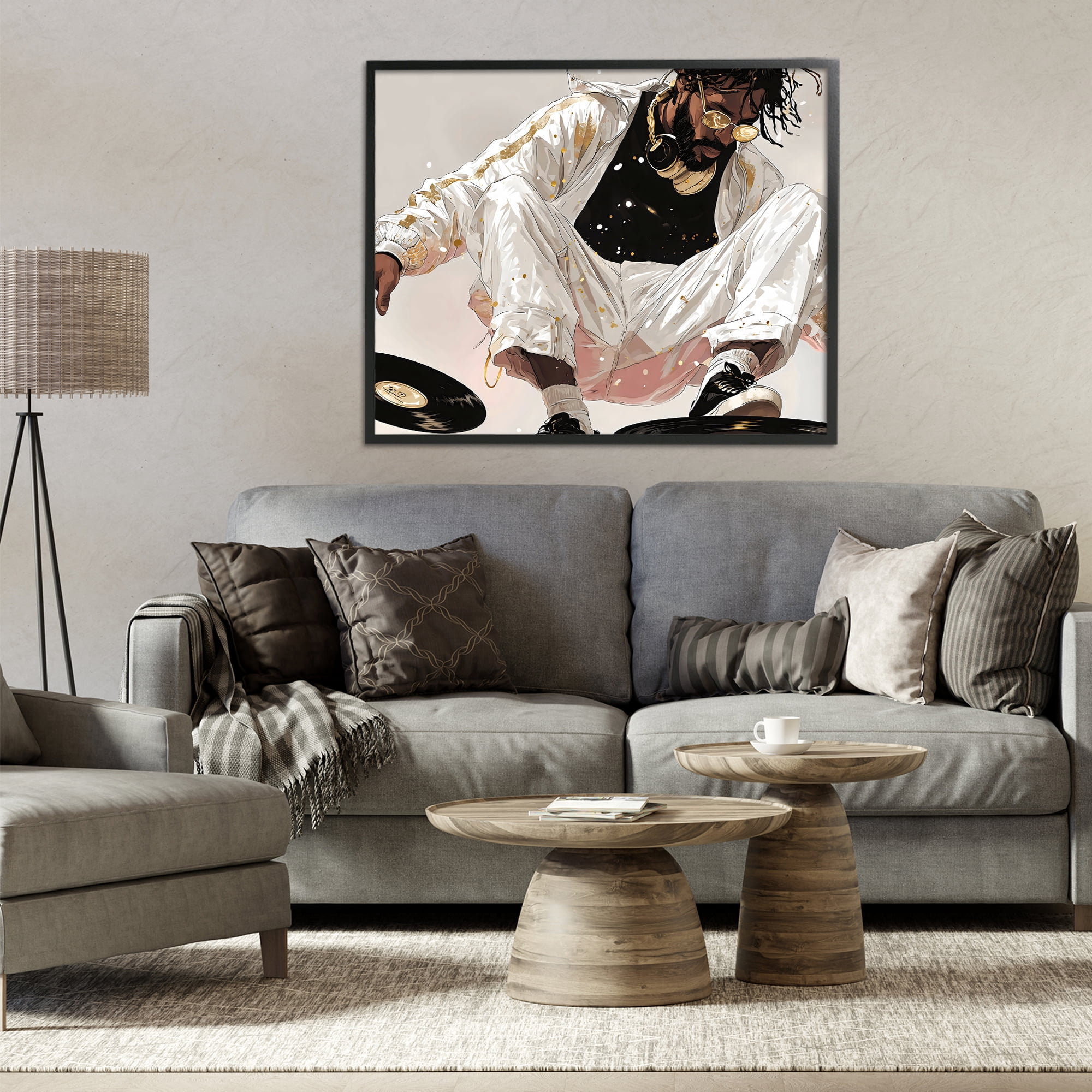 Stupell Industries Record Dance Stylish DJ Black Framed Giclee Art, design by Franklyn Gregory