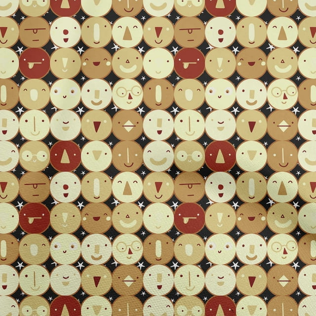 oneOone Cotton Flex Beige Fabric Kids Circle Sewing Craft Projects Fabric Prints By Yard 40 Inch Wide