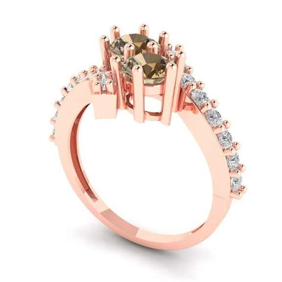 1.98ct round cut champagne Zircon 18k rose gold Bridal Wedding Engagement Promise Anniversary Ring for Women size 3.75