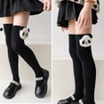 thumbnail image 6 of Spazoro Girls Over‑the‑Knee Socks, 100% Cotton 3D Panda Print Warm Stretchy Snug Fit Cute Novelty High Knee Socks Black, 6 of 8