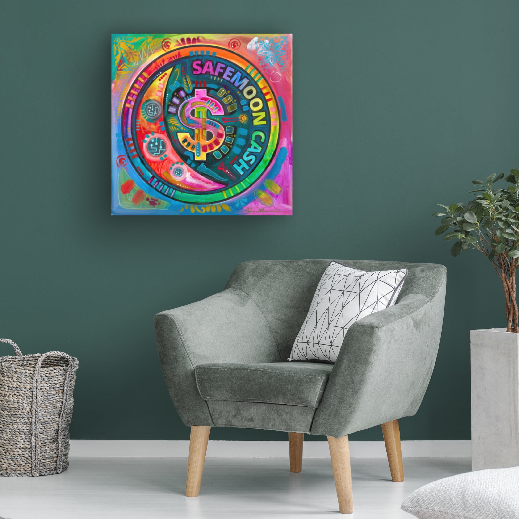 Canvas Wall Art - Dean Russo 'Safemoon Cash' Wall Art for Living Room, Bedroom, or Office Décor by Trademark Fine Art - 14 x 14 Inches