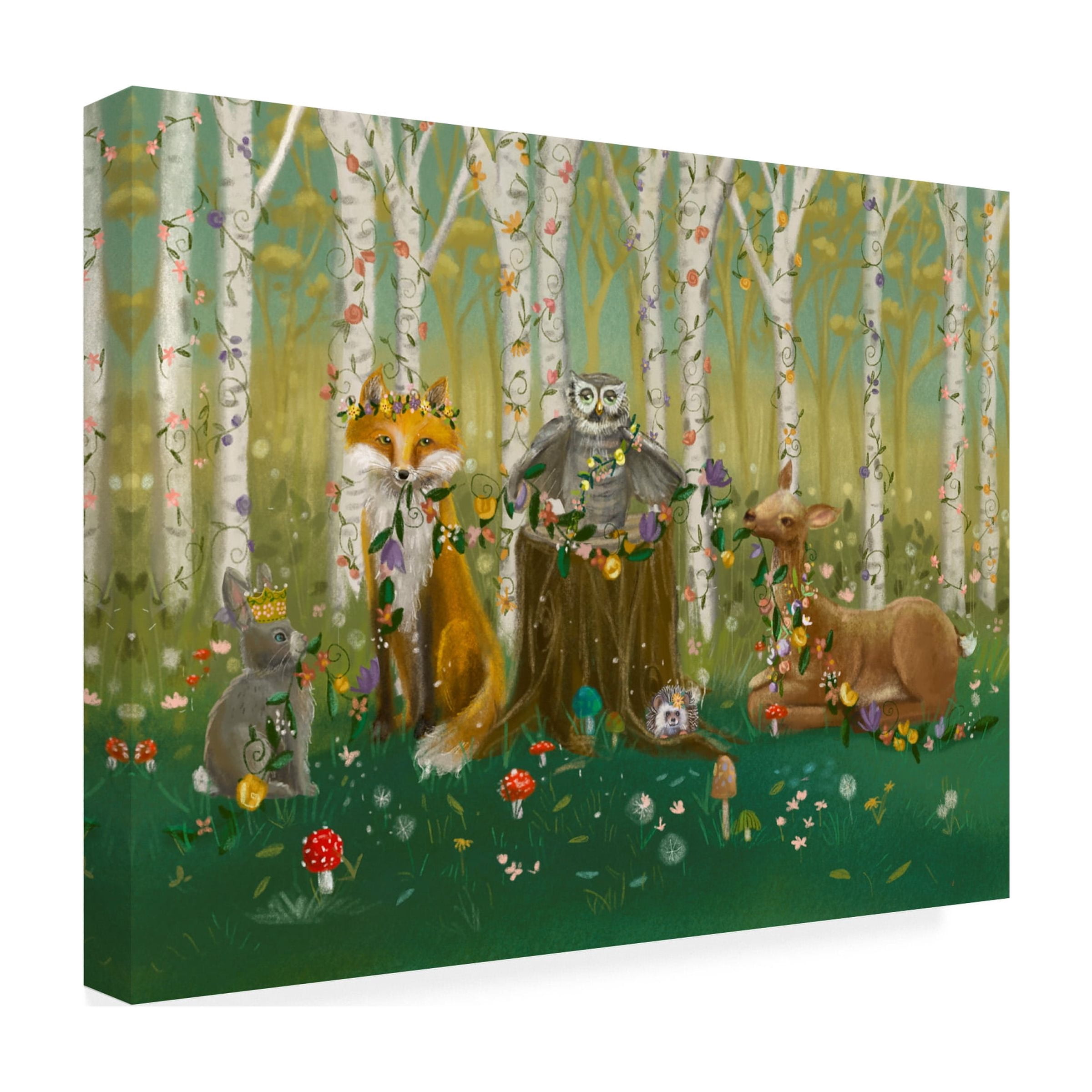 Canvas Wall Art - Christine Rotolo 'Forest Animals' Wall Art for Living Room, Bedroom, or Office Décor by Trademark Fine Art - 24 x 18 Inches