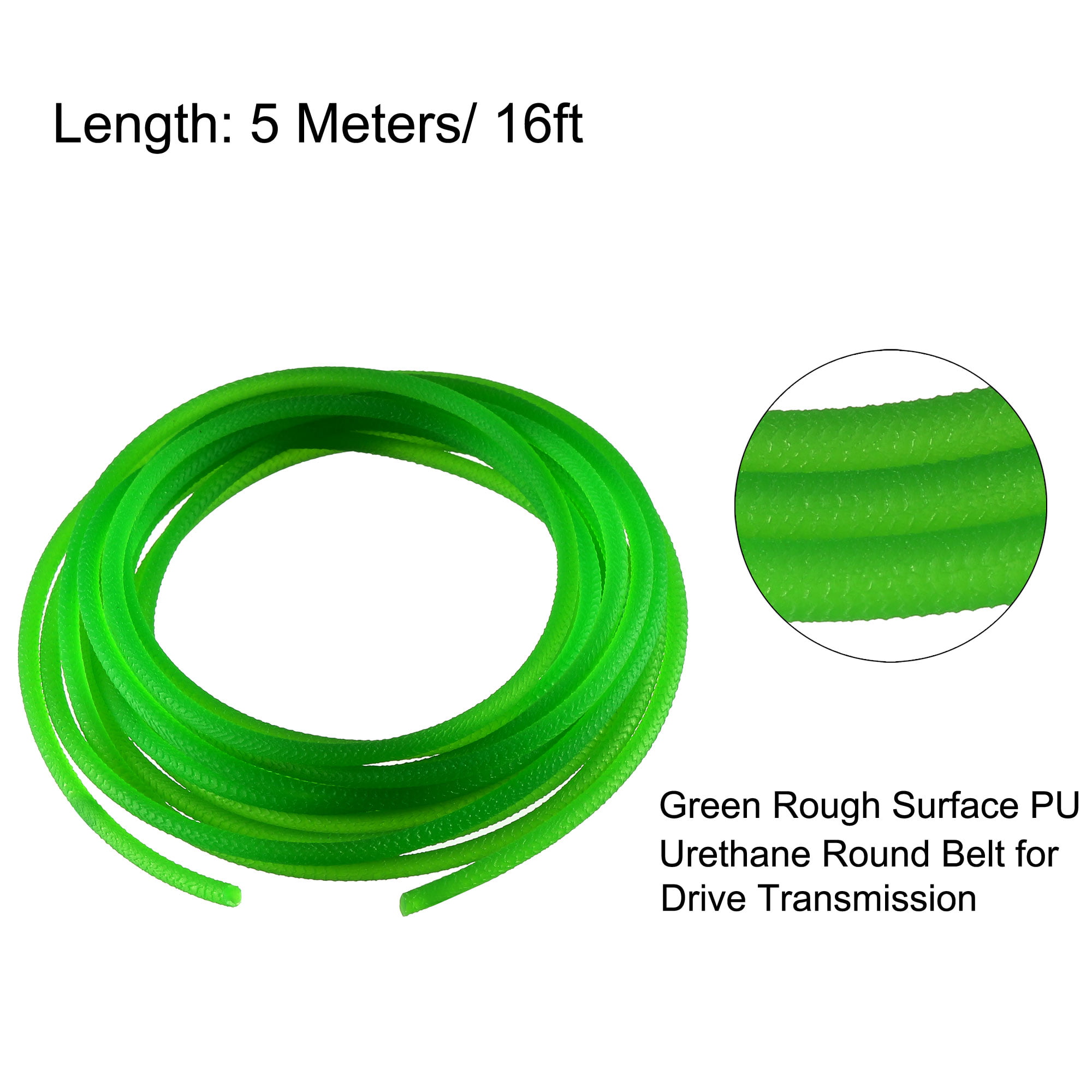 uxcell 3ft 6mm PU Transmission Round Belt High-Performance Urethane Belting Green for Conveyor Bonding Machine Dryer 