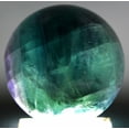thumbnail image 2 of 2.1" Rainbow Tri-Color Fluortie Gemstone Sphere Purple Blue Green Natural Crystal Mineral Ball - China + Plastic Stand, 2 of 4