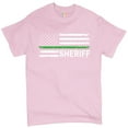 thumbnail image 1 of Tee Hunt Sheriff Distressed American Flag T-Shirt First Responders Patriotic Men's Tee, Light Pink, Medium, 1 of 5
