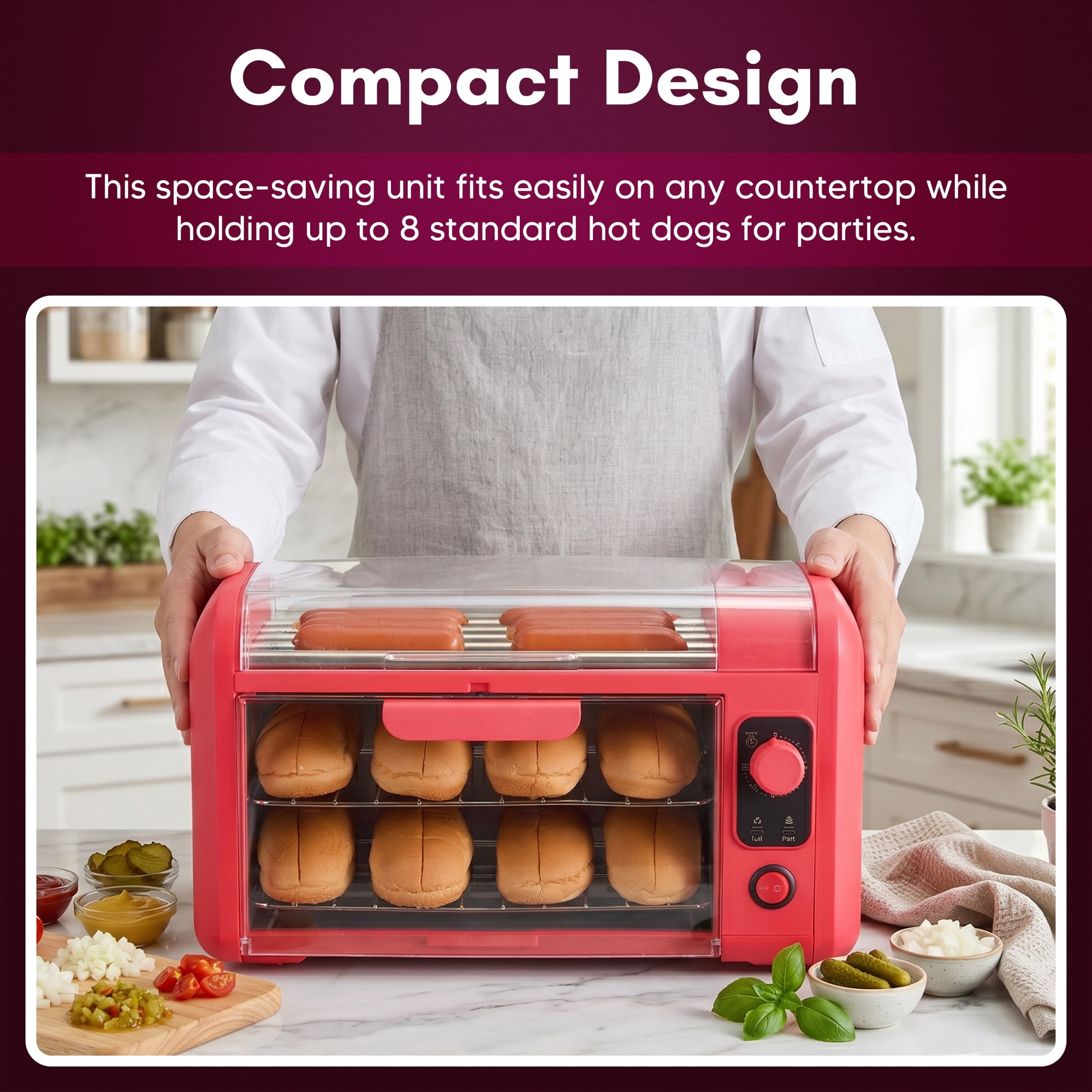 Elite Cuisine EHDL0062 8 Hot Dog Roller & Toaster Oven