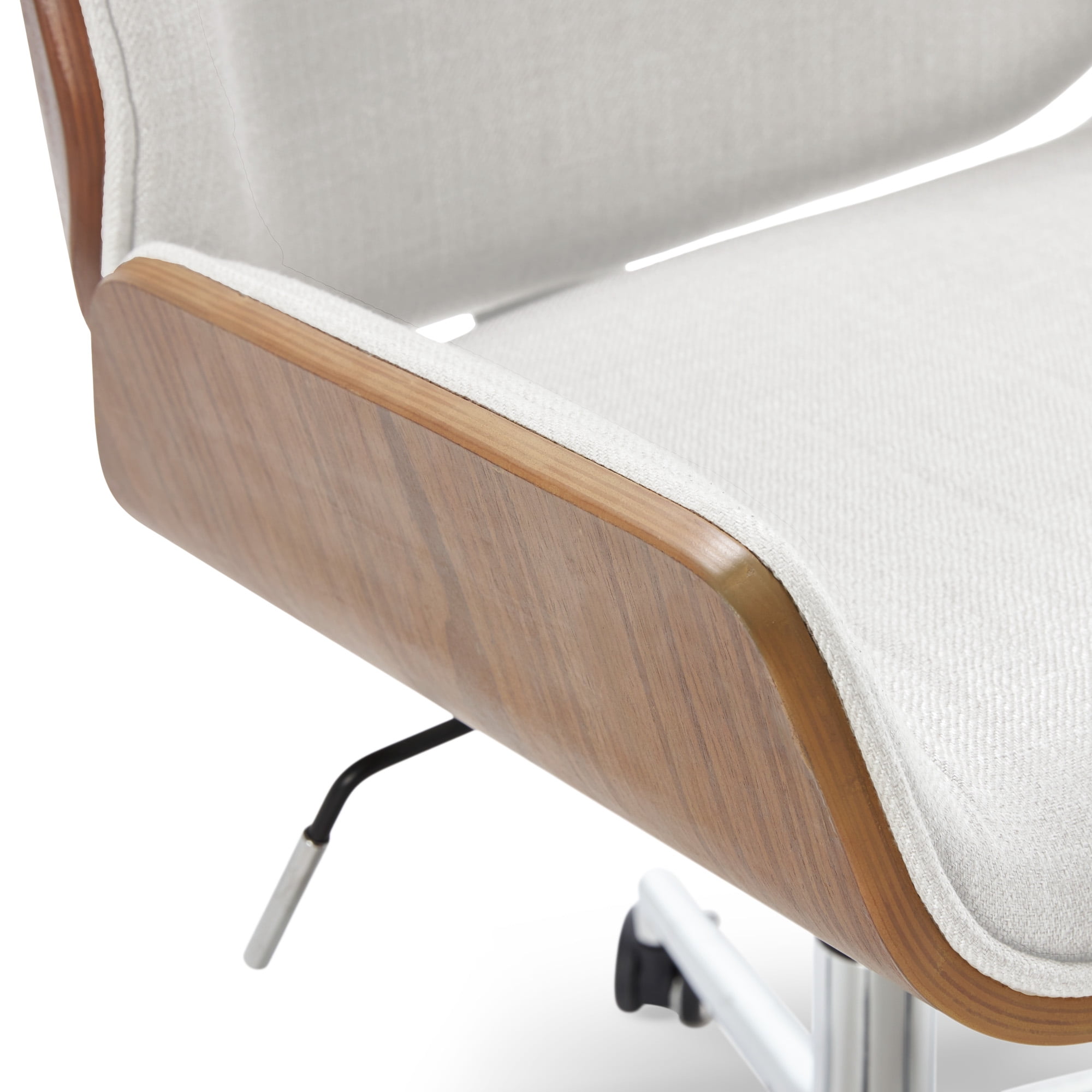 Elle Decor Ophelia Office Chair Curved Bentwood Low Back and Seat Chrome Swivel Base Woven Fabric Gray Walmart