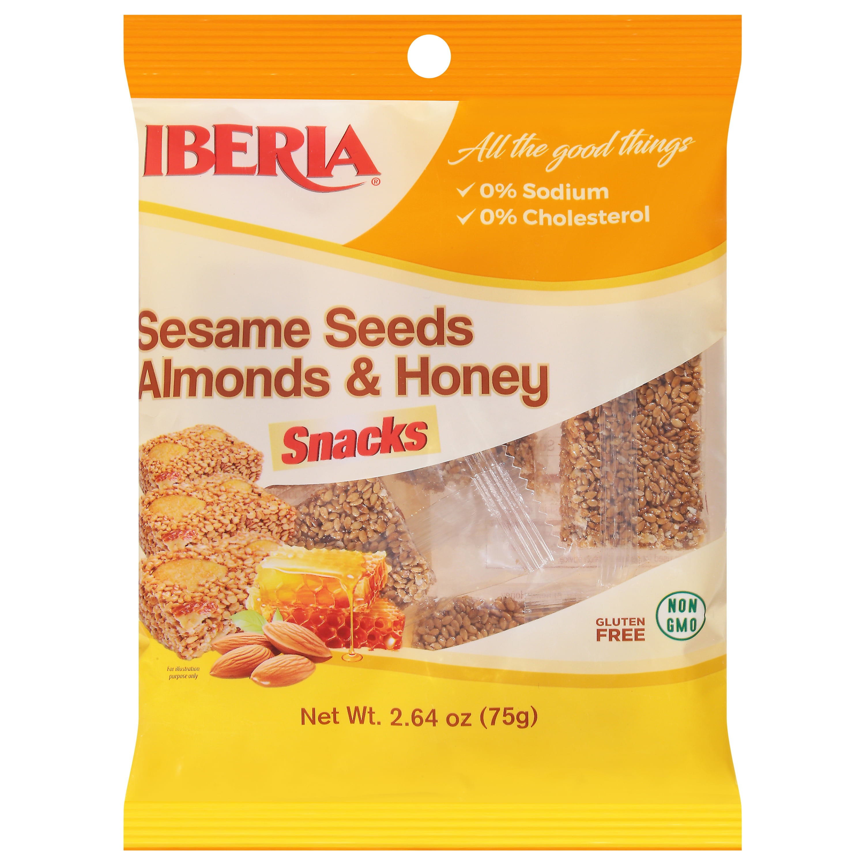 (5 pack) Iberia Sesame Honey & Almonds Snacks, 2.64 oz, Pack of 12