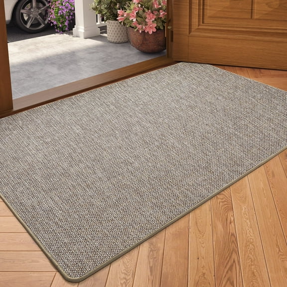 PABUBE Doormat for Inside 17"x30", Door Rug for Entryway Indoor, Dirt Trapper, Non Slip Entryway Rugs Washable Welcome Mat for Inside, Absorbent Entry Mat Low-Profile Entry Rug Indoor Doormat, Khaki