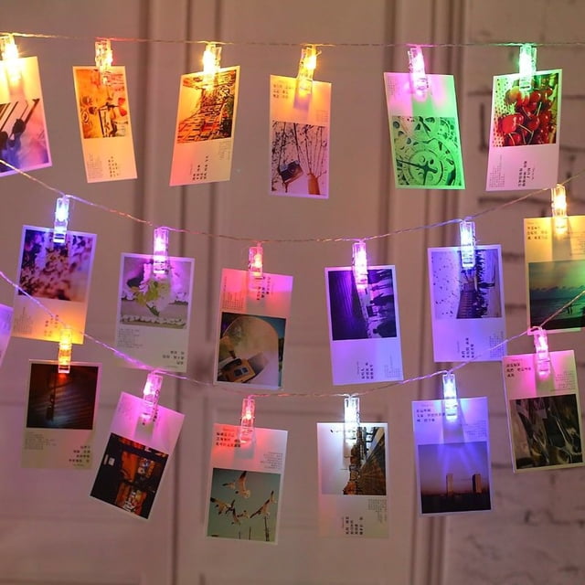 10 lámparas de colores, 1,5 m, pinzas grandes para fiestas y decoración, luces LED de cadena románticas