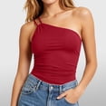 thumbnail image 2 of Erwazi Women's One Shoulder Tops Solid Sleeveless Tank Top Casual Summer Trendy Daily Wear, 2 of 7