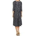 thumbnail image 3 of MOA Collection Women's Loose Fit Scoop Neck 3/4 Sleeve Polka Dot Patterned A-Line Midi Dress, 3 of 6