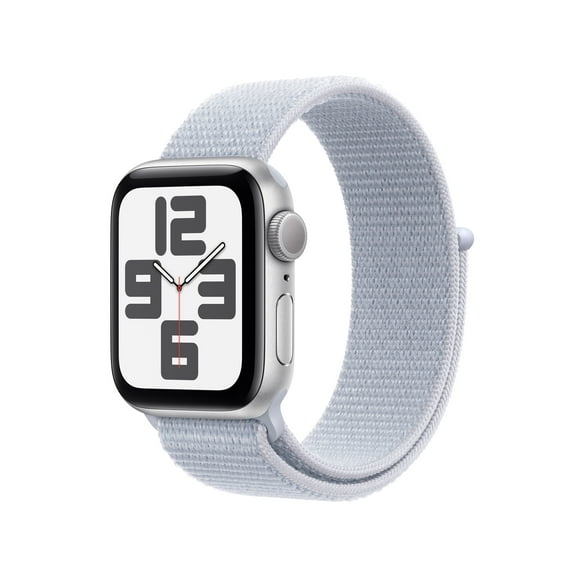 Open Box Apple Watch SE (2nd Gen) [GPS 40mm] Smartwatch with Silver Aluminum Case with Blue Cloud Sport Loop