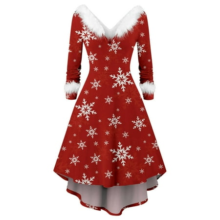 

JDEFEG Matching Family Pajamas New Years Women s Christmas Gift Plush Collar Long Sleeves Casual Party Flowy Elegant Dress Holiday Pajamas for Christmas Family Polyester Spandex Red Xxxl