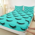 thumbnail image 3 of Castle Fairy Elegant Eyelash 4 Pieces Queen Sheet Sets for Adults Female Women,Black Teal Ultra Soft Flat Sheet,Bling Makeup Queen Fitted Sheet,Lightweight Room Decor, 3 of 7