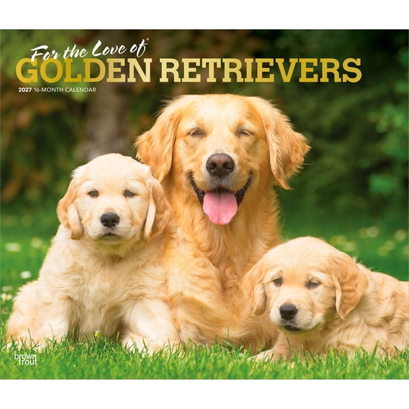 For the Love of Golden Retrievers 2027 14x24" Wall Calendar | Plastic-Free