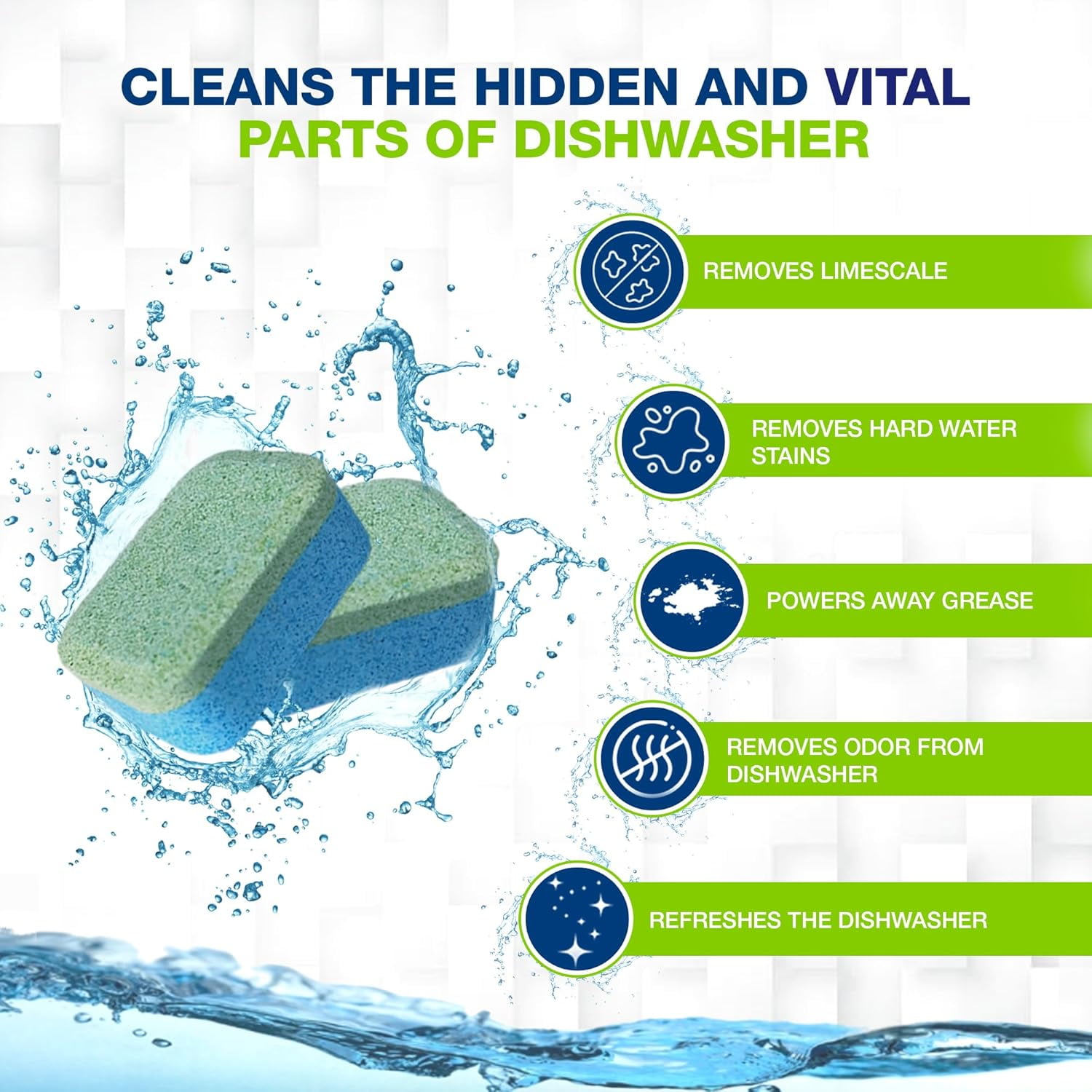 True Fresh Dishwasher Cleaner Tablets 18 Pack - Dishwasher Cleaner and Deodorizer to Descale, Remove Limescale and Buildups